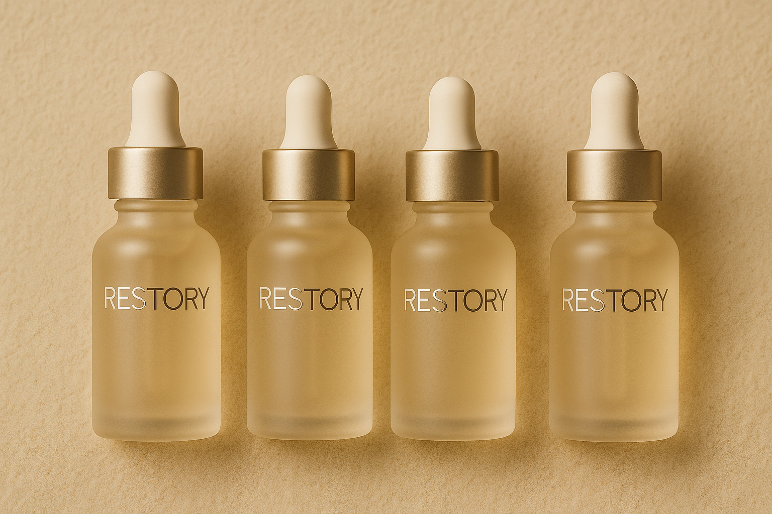 Vier RESTORY Nagelöl-Flaschen als Family Care Package – natürliches, veganes Öl gegen Nägelkauen mit Jojoba-, Aprikosenkern- und Olivenöl